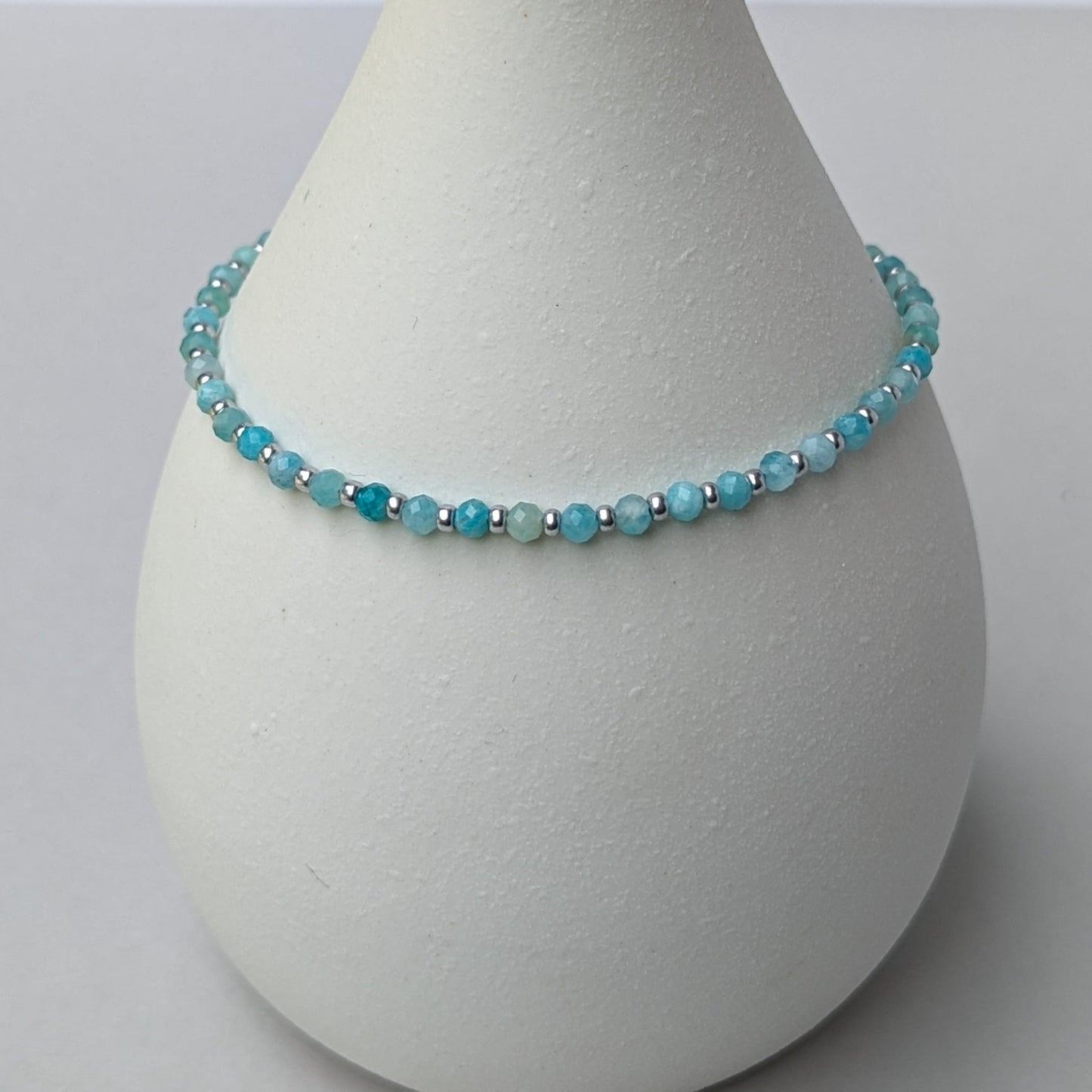 Amazonite and silver glass bead handmade bracelet - creations by cherie