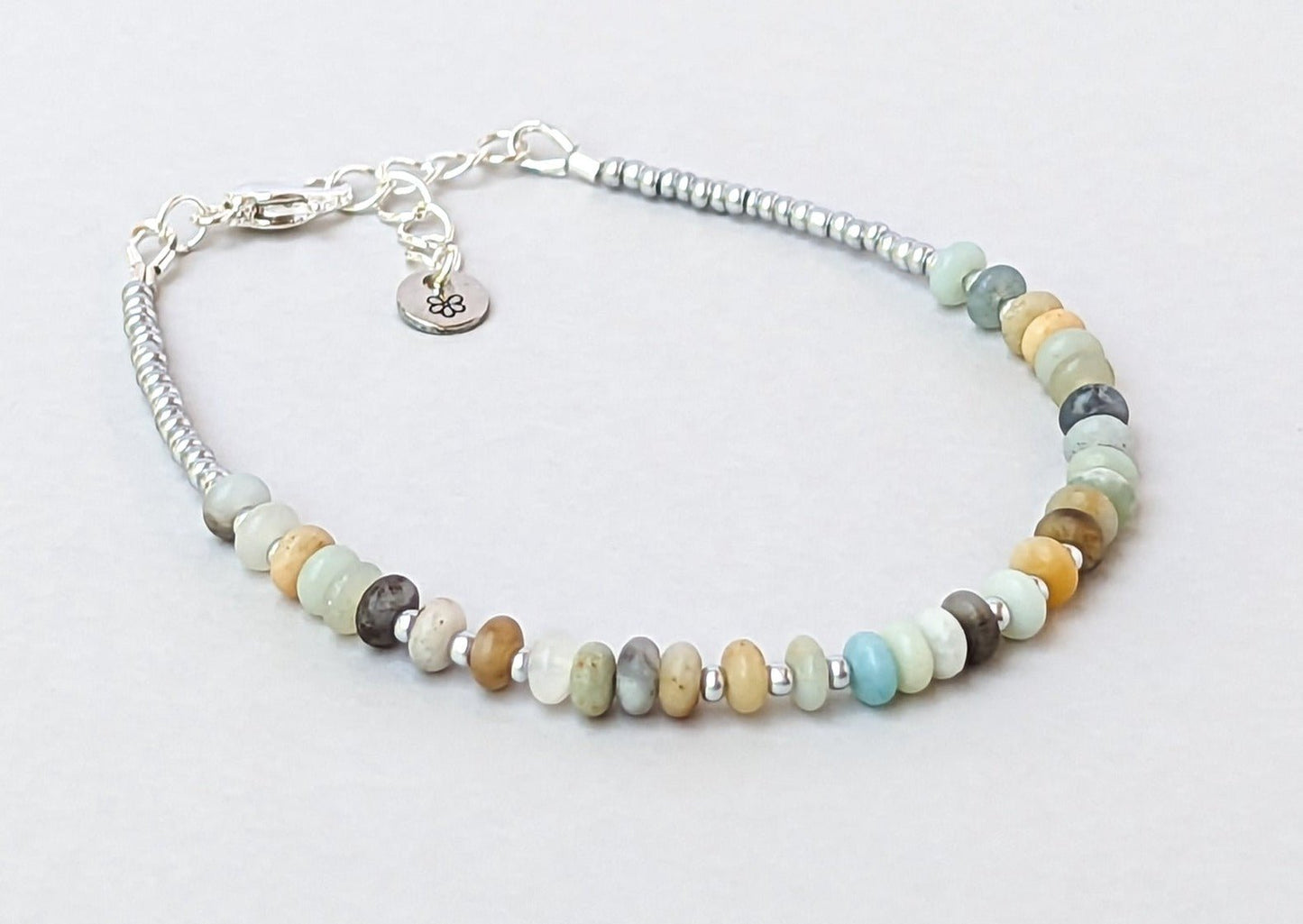 Amazonite saucer bead handmade bracelet - creations by cherie