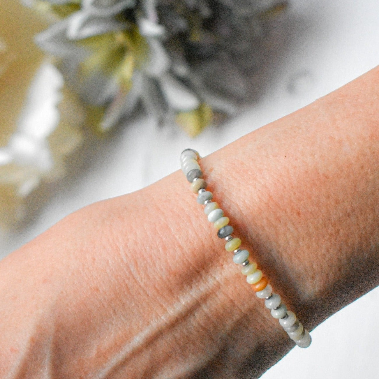 Amazonite saucer bead handmade bracelet - creations by cherie