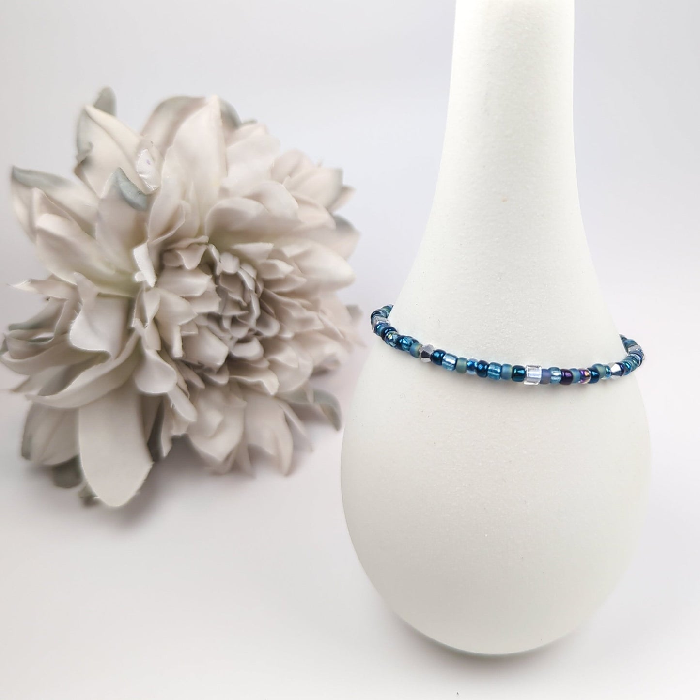 Assorted shaped glass seed beads - Gray bracelet