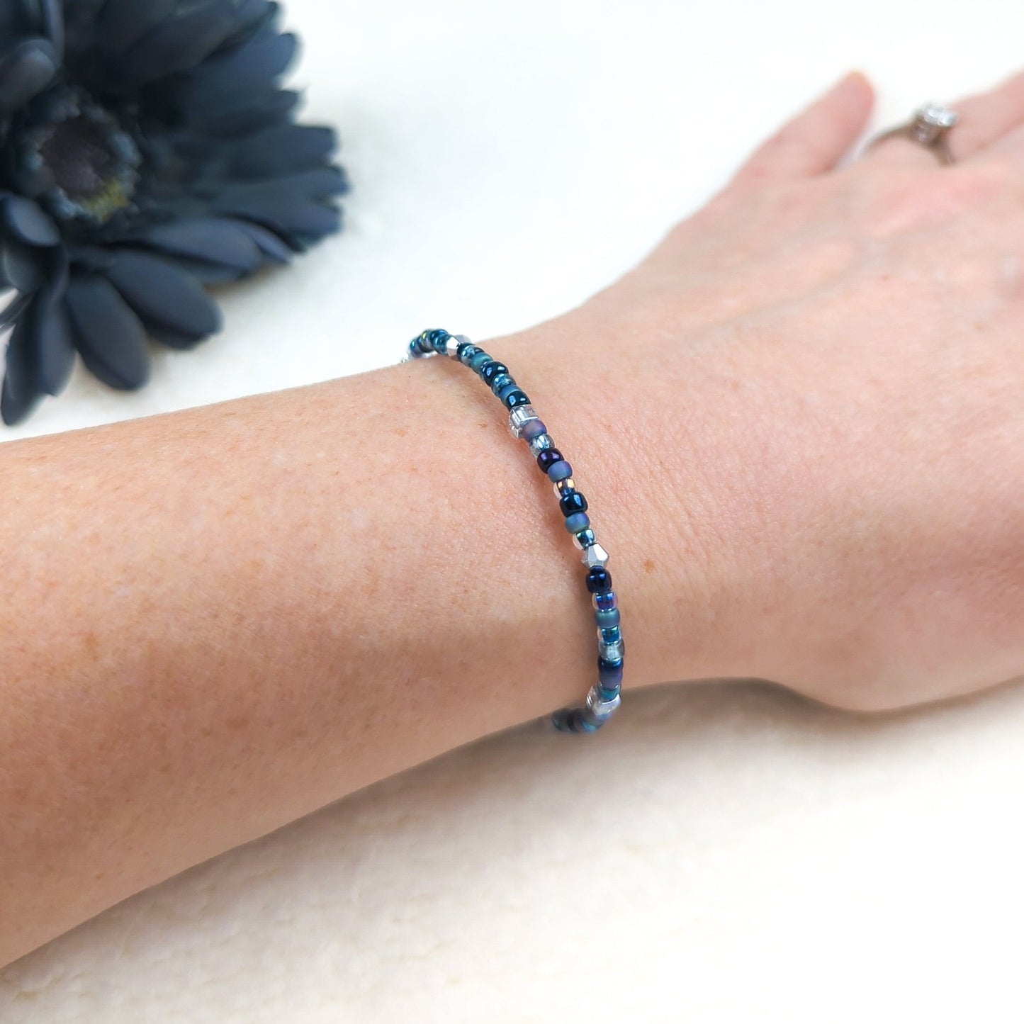 Assorted shaped glass seed beads - Gray bracelet