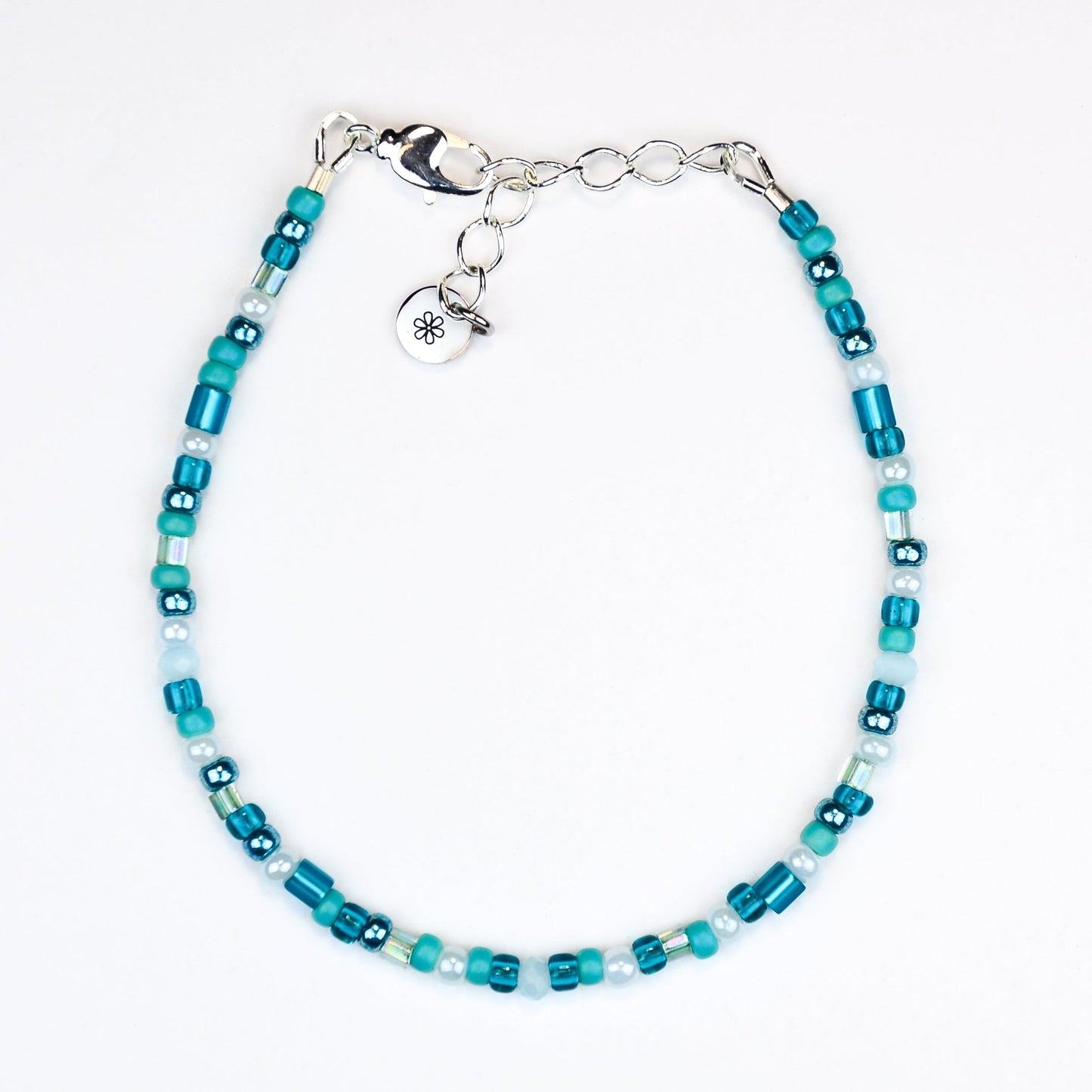 Assorted shaped glass seed beads - Green bracelet