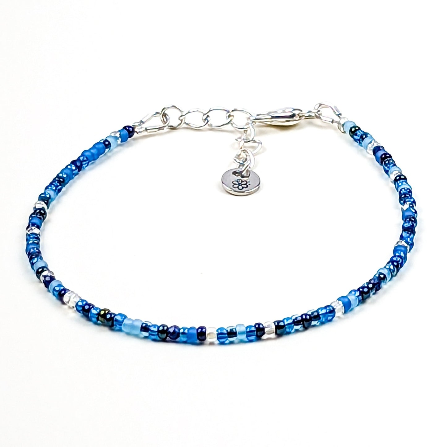 Dainty bracelet - blue and silver glass beads - creations by cherie