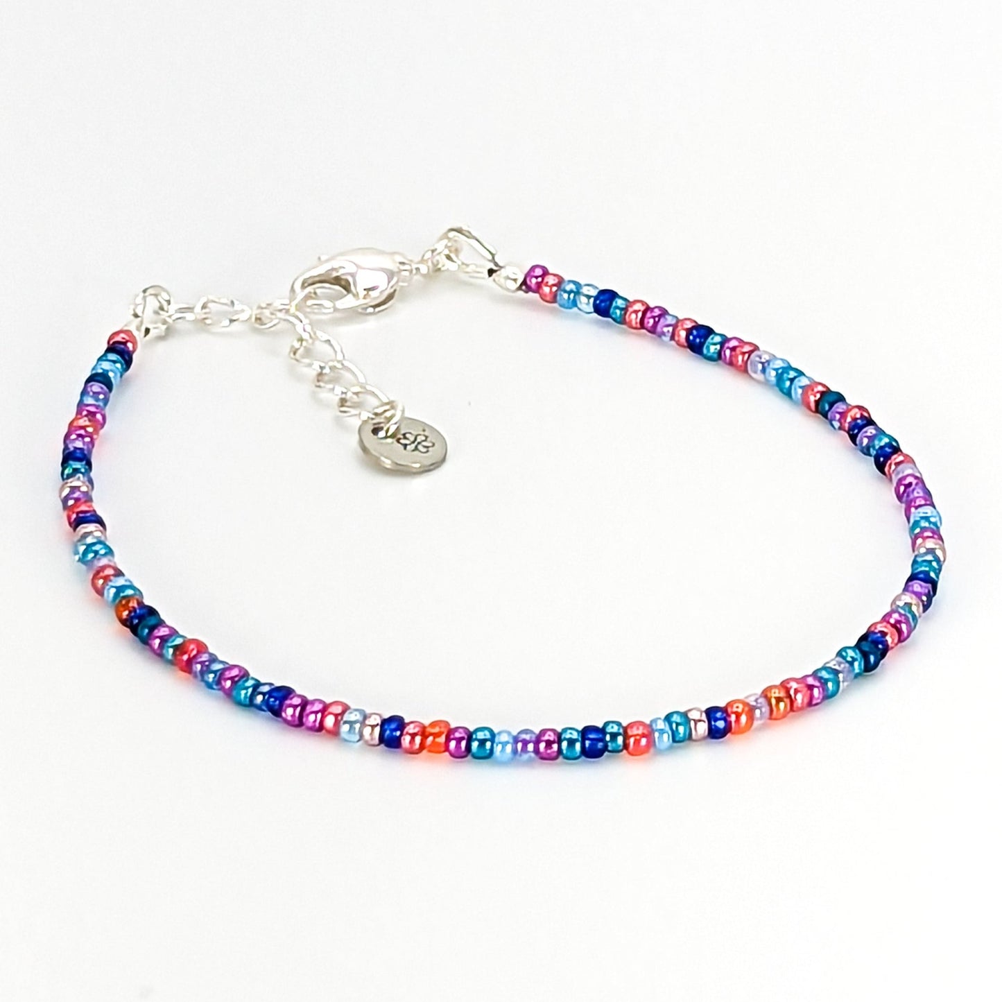 Dainty bracelet - Blue, Red, Purple and Teal - creations by cherie