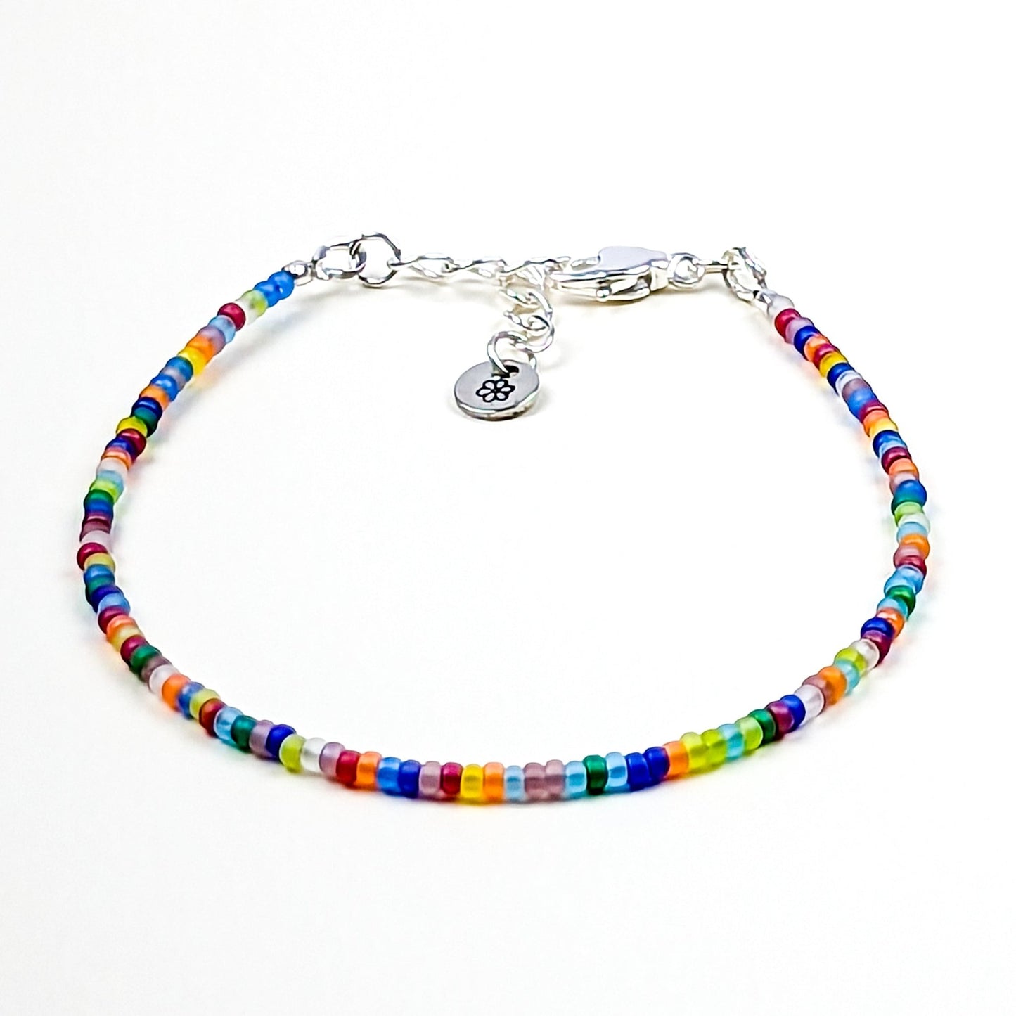 Dainty bracelet - Matte rainbow seed bead bracelet - creations by cherie