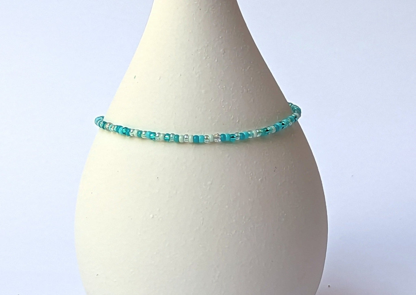 Dainty bracelet - Pale Green seed bead bracelet - creations by cherie