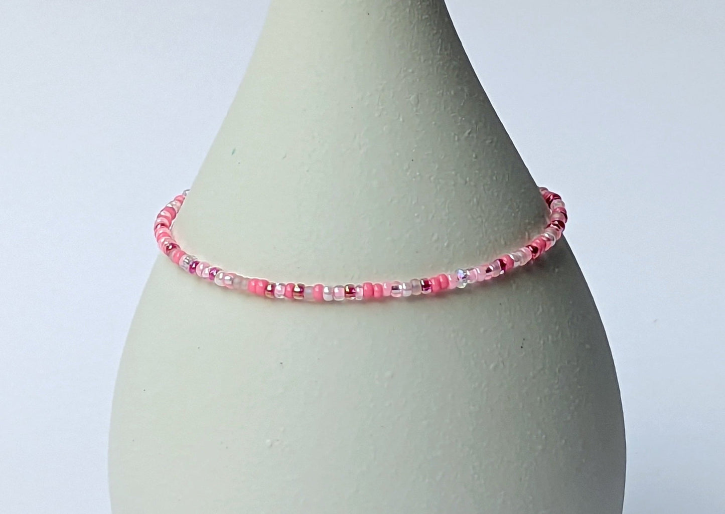 Dainty bracelet - Pale Pink seed bead bracelet - creations by cherie
