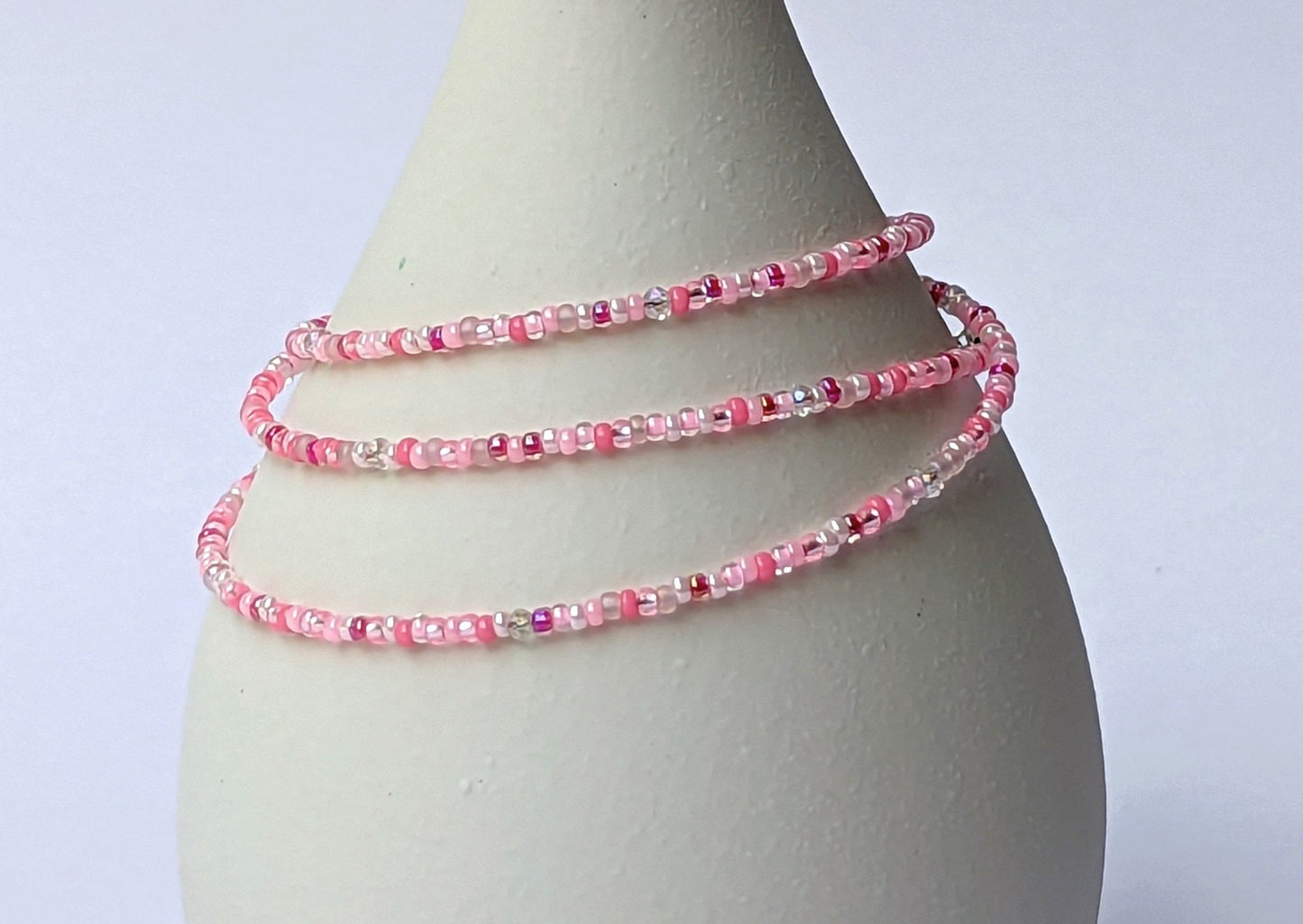 Dainty bracelet - Pale Pink seed bead bracelet - creations by cherie