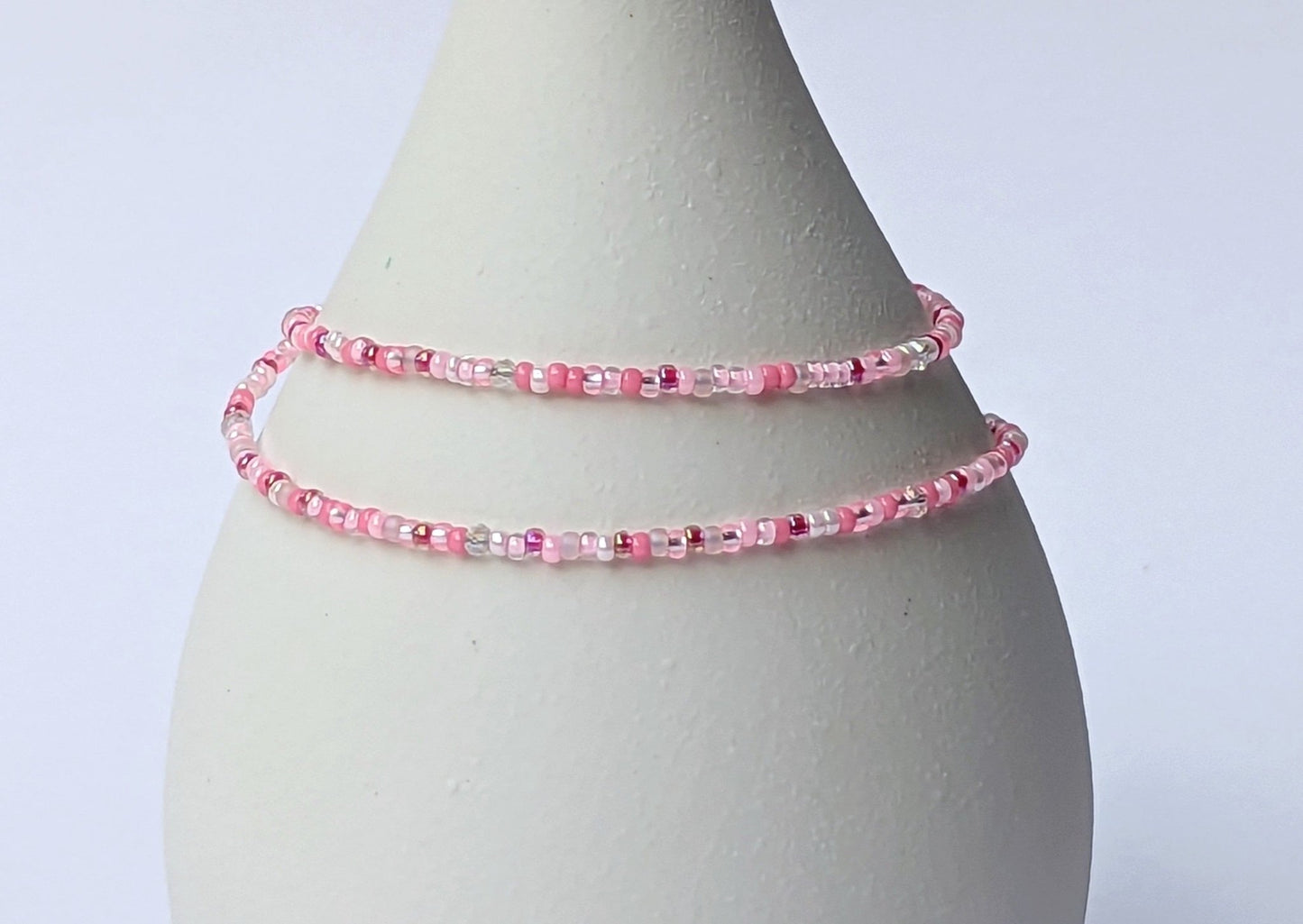 Dainty bracelet - Pale Pink seed bead bracelet - creations by cherie