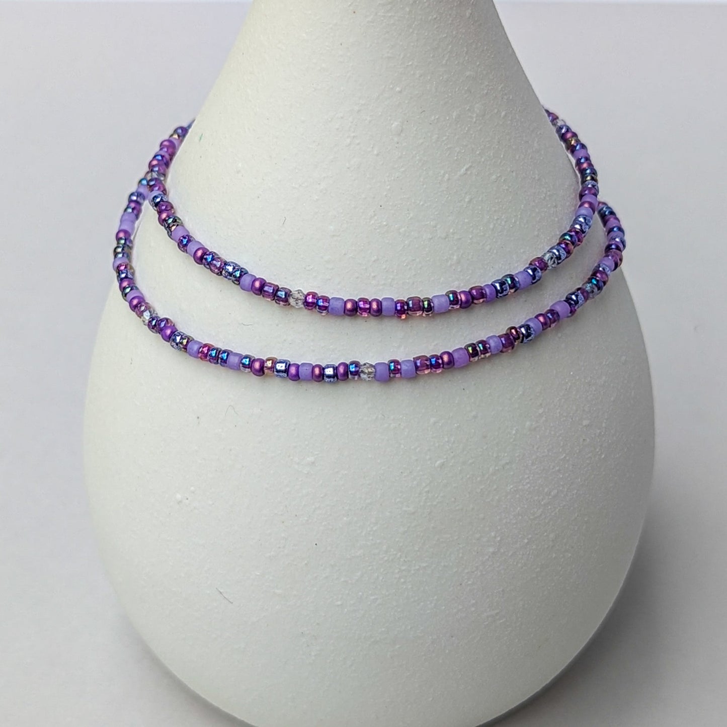 Dainty bracelet - Purple seed bead bracelet - creations by cherie