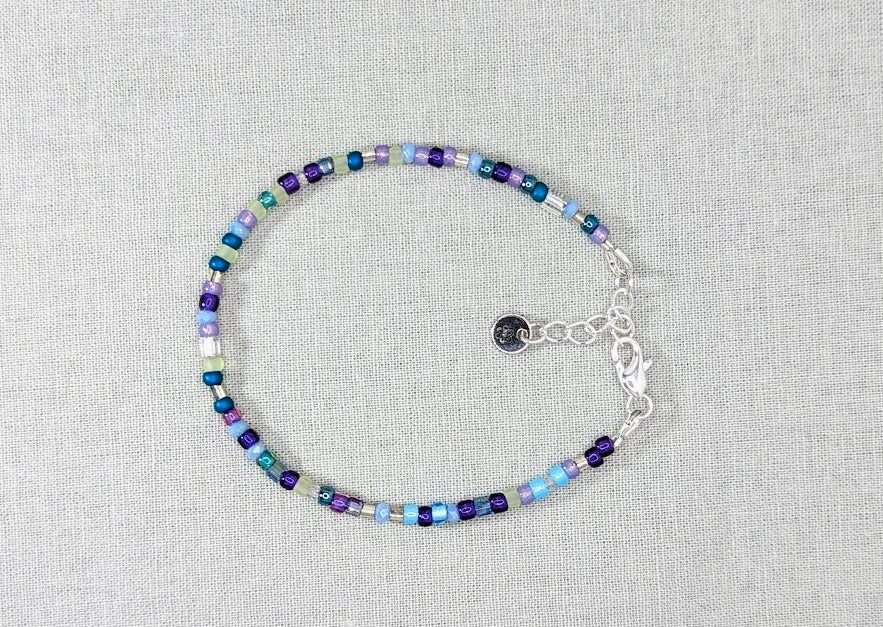 Purple, blue and teal handmade bracelet - creations by cherie