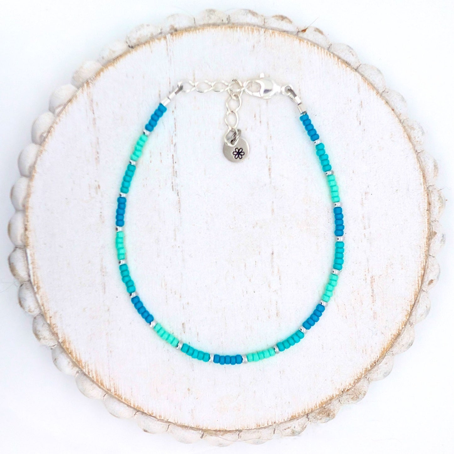 Dainty Adjustable Anklet - Seafoam