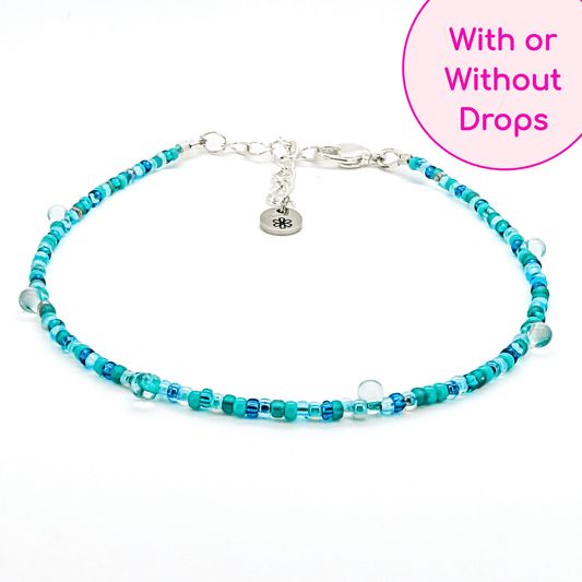 Anklet - Green with Drop Beads - creations by cherie