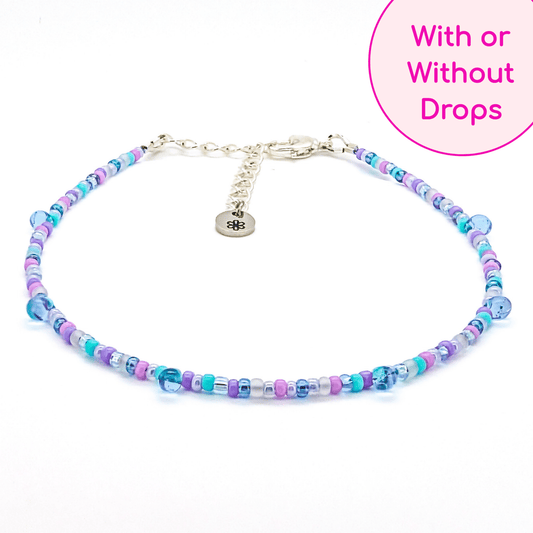 Anklet - Purple and Blue with Drop Beads - creations by cherie
