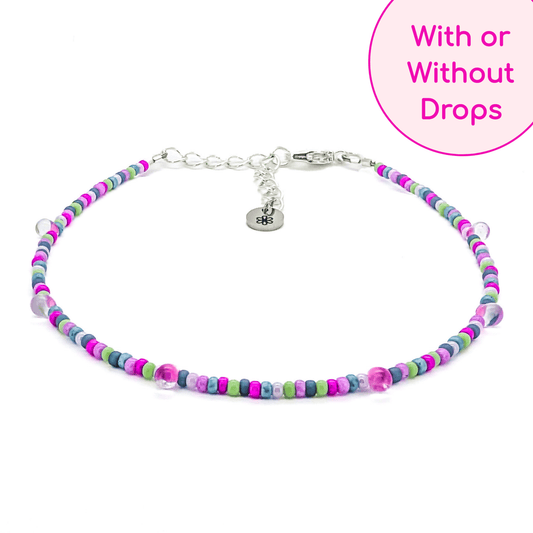 Anklet - Purple, Blue and Green with Drop Beads - creations by cherie