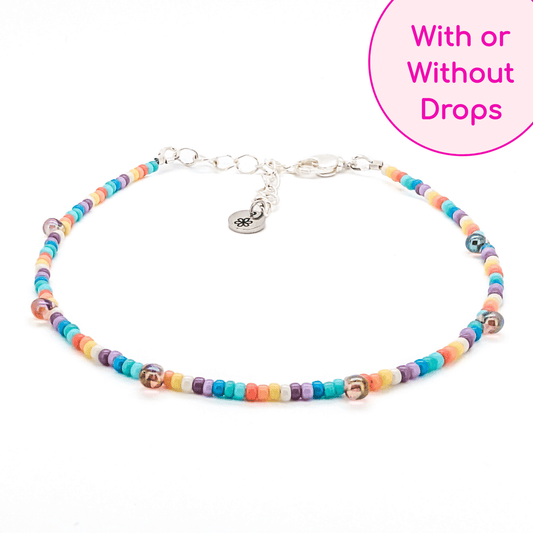 Anklet - Purple, Teal and Orange with Drop Beads - creations by cherie