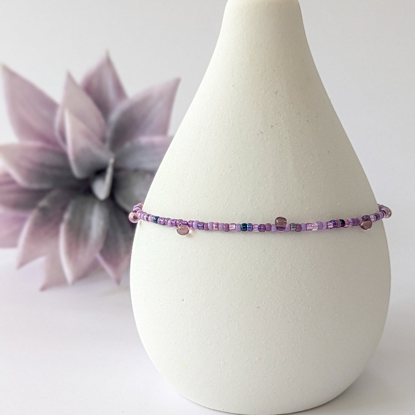 Anklet - Purple w/ Purple Drop Beads - creations by cherie