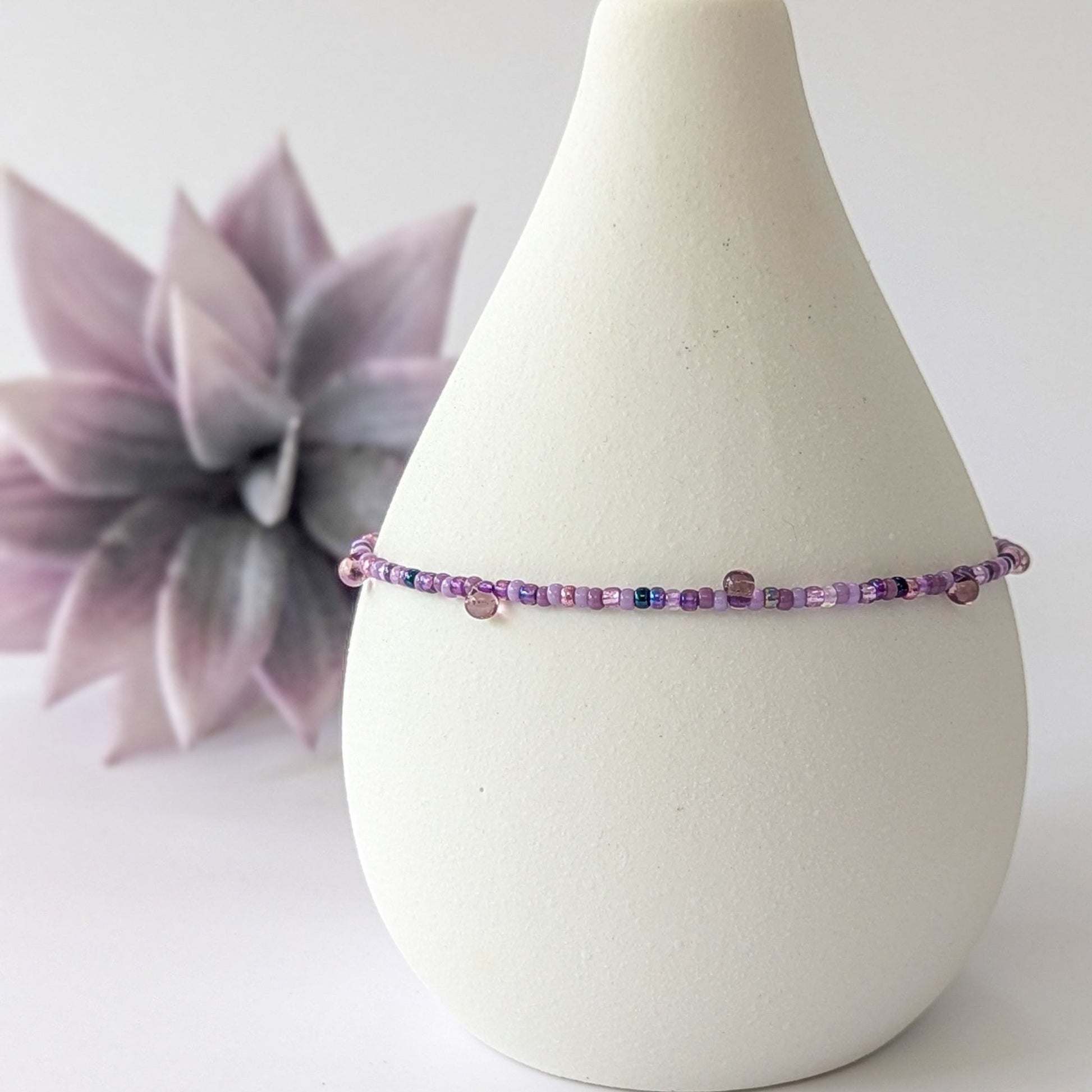 Anklet - Purple w/ Purple Drop Beads - creations by cherie
