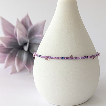 Anklet - Purple w/ Purple Drop Beads - creations by cherie