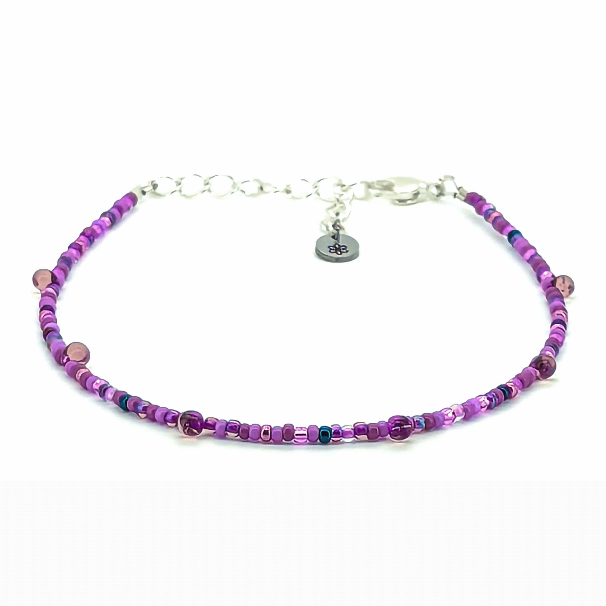 Anklet - Purple w/ Purple Drop Beads - creations by cherie