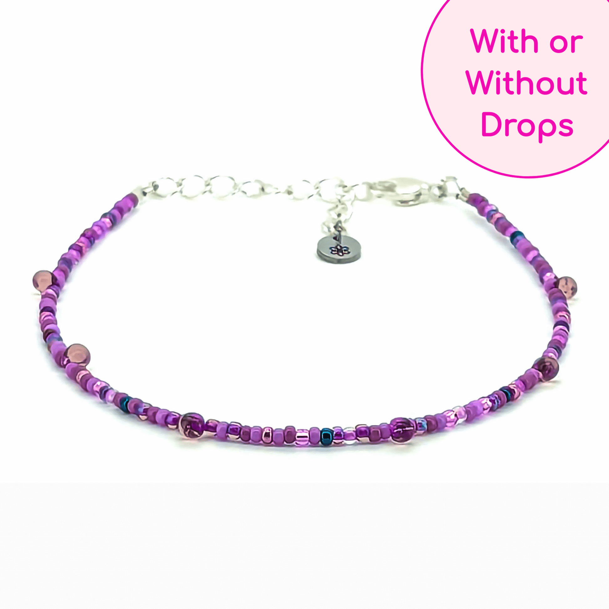 Anklet - Purple w/ Purple Drop Beads - creations by cherie
