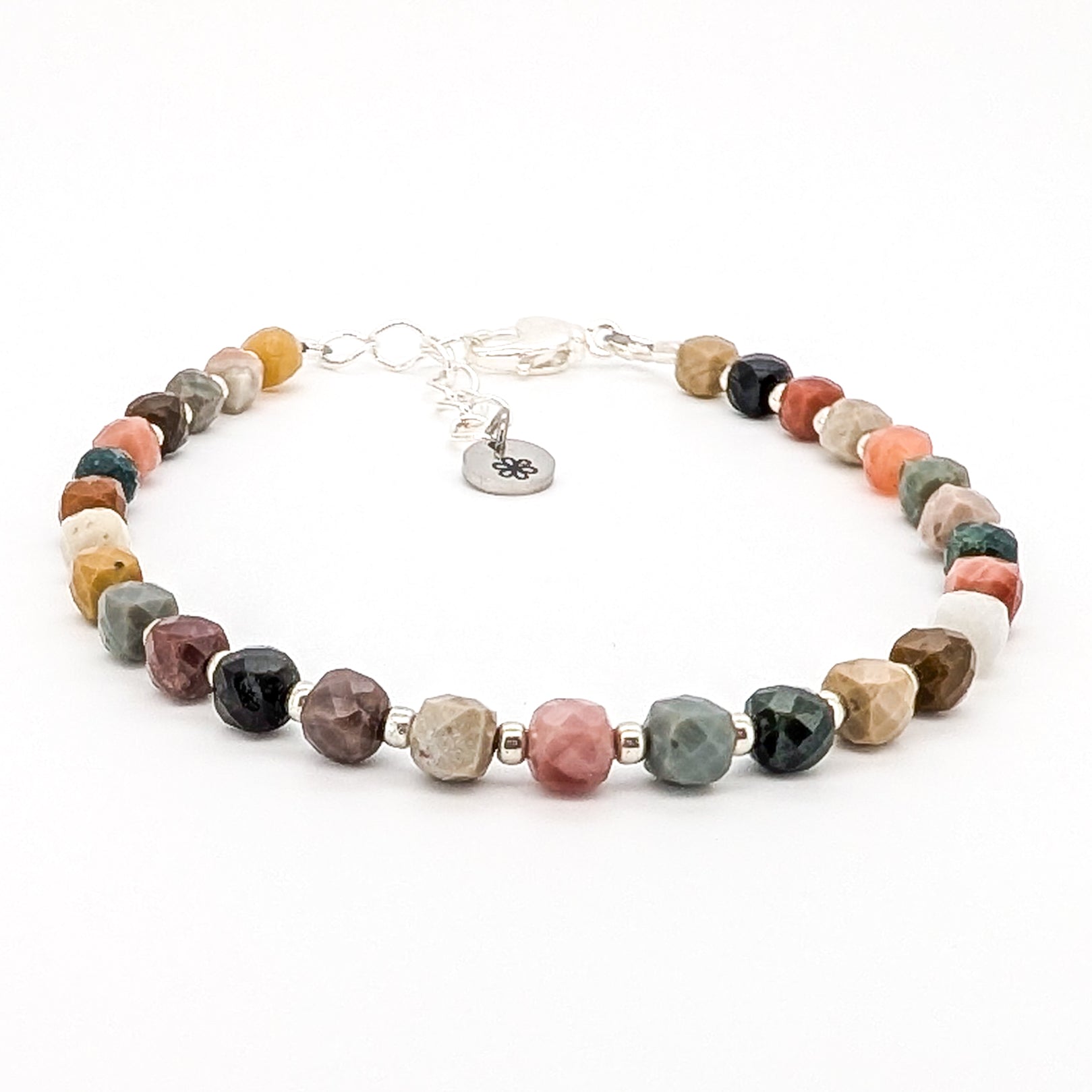 Autumn Inspired Agate Bracelet Silver