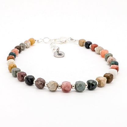 Autumn Inspired Agate Bracelet Silver