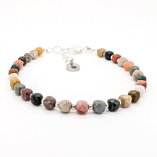 Autumn Inspired Agate Bracelet Silver