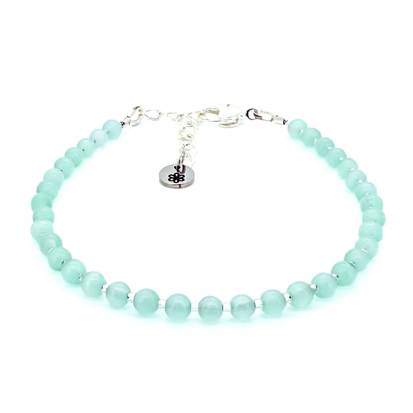 Cat's Eye Glass Bead Bracelet - pale green