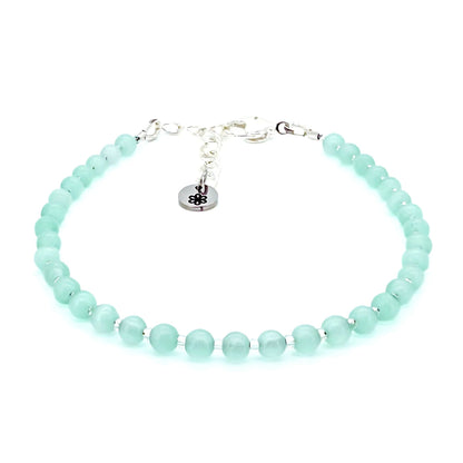 Cat's Eye Glass Bead Bracelet - pale green