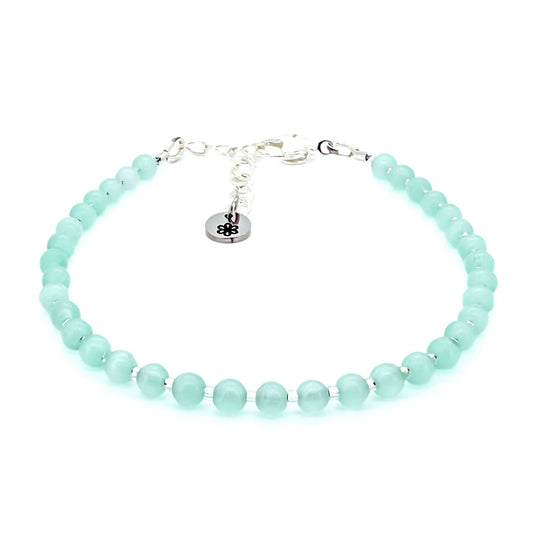 Cat's Eye Glass Bead Bracelet - pale green
