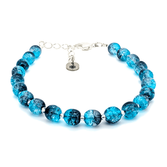 Crackle Bead Bracelet - Light Blue and Dark Blue