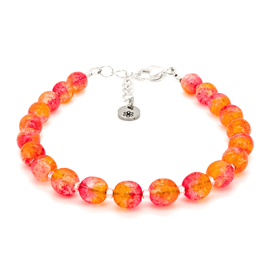Crackle Bead Bracelet - Red and Orange