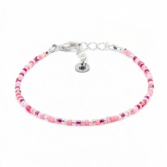 creations by cherie dainty pink seed bead bracelet with silver clasp and adjustable chain