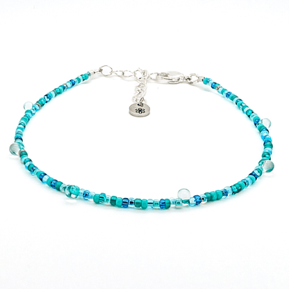 Dainty Anklet - Green with Drop Beads