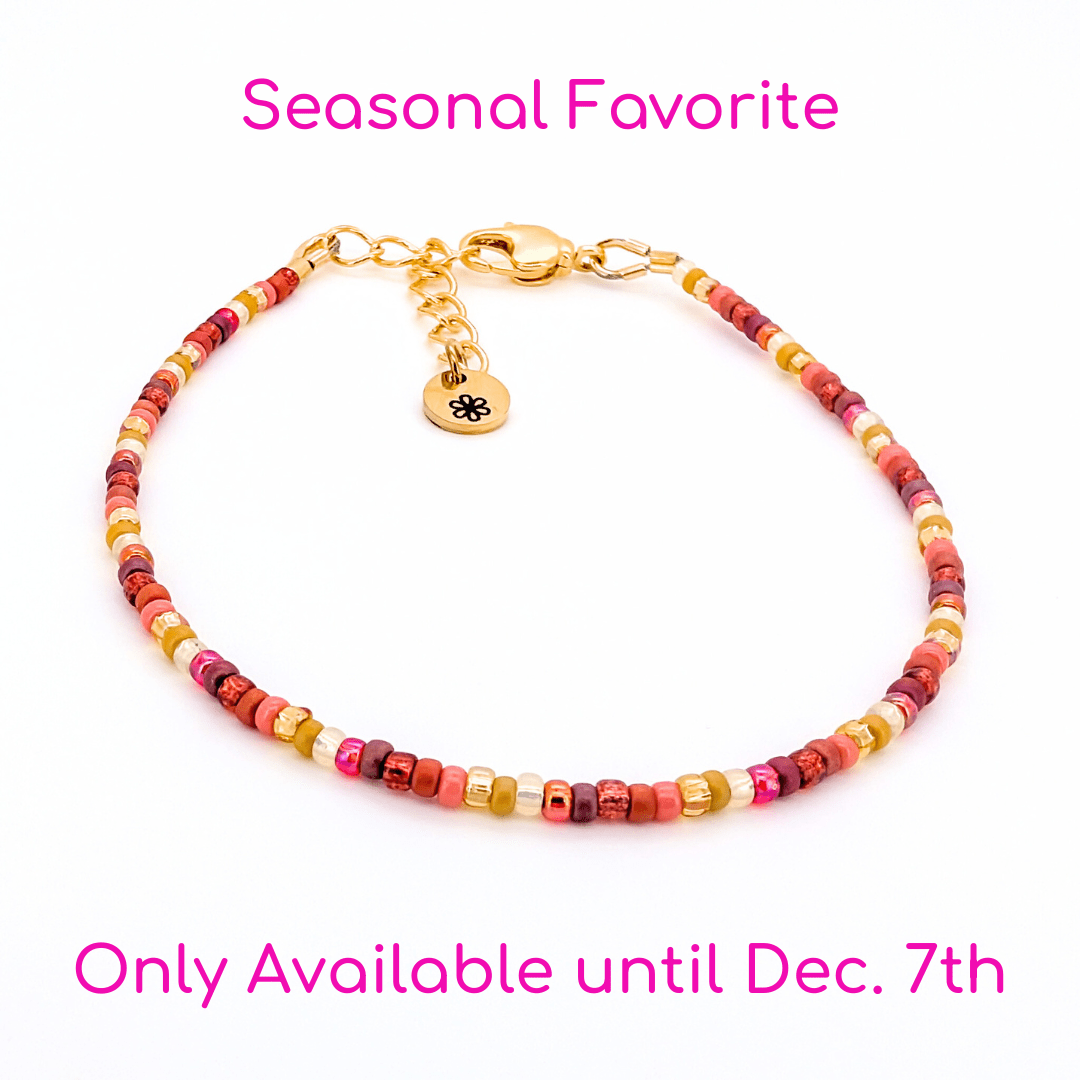 Dainty Bracelet - Autumn Leaves - Gold Clasp