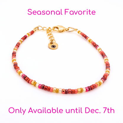 Dainty Bracelet - Autumn Leaves - Gold Clasp