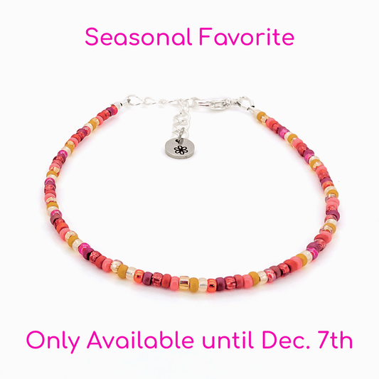 Dainty Bracelet - Autumn Leaves - Silver Clasp