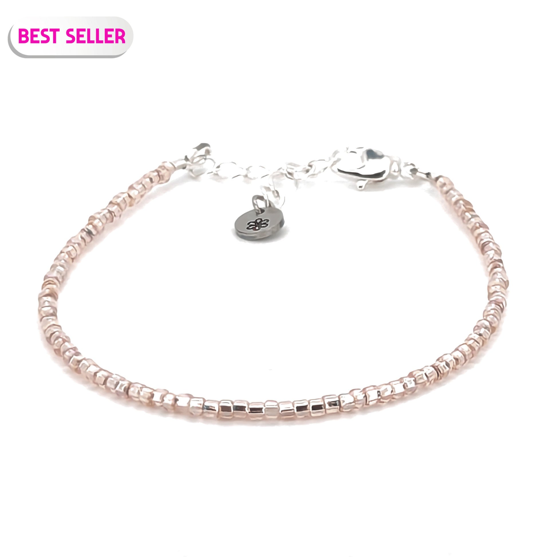 Dainty bracelet - champagne glass beads