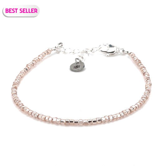 Dainty bracelet - champagne glass beads