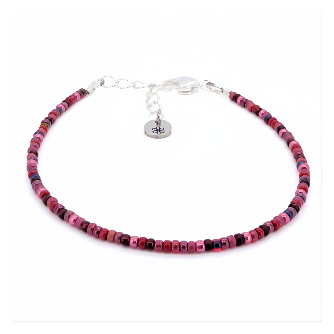 Dainty Bracelet - Cranberry - Silver Clasp
