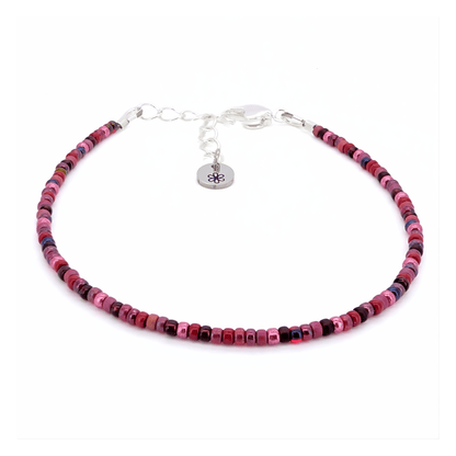 Dainty Bracelet - Cranberry - Silver Clasp