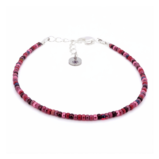 Dainty Bracelet - Cranberry - Silver Clasp