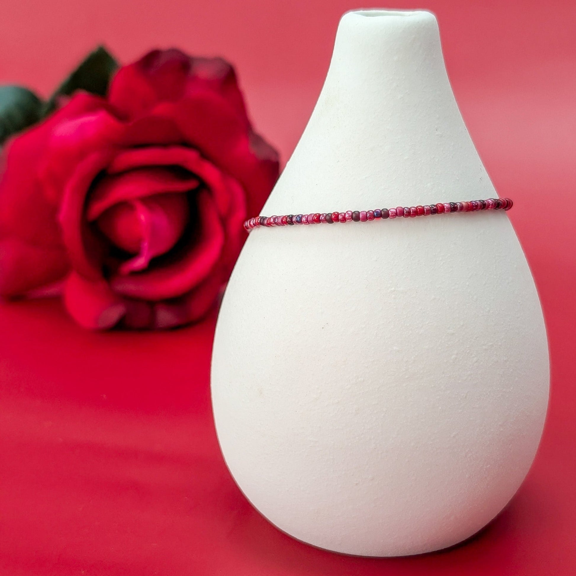 Dainty Bracelet - Cranberry - Silver Clasp