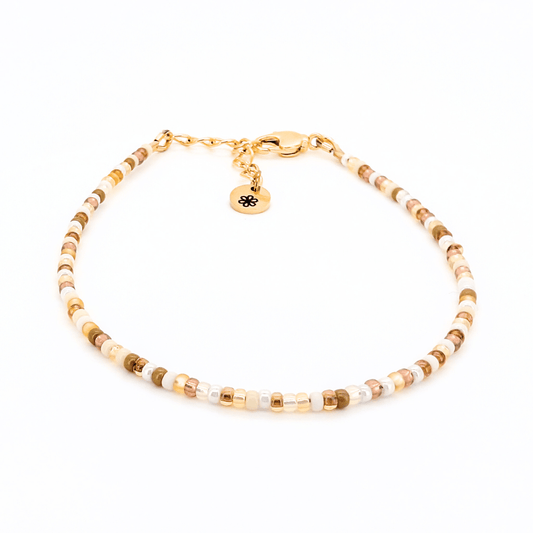 Dainty Bracelet - Creme Brulee - Gold Clasp