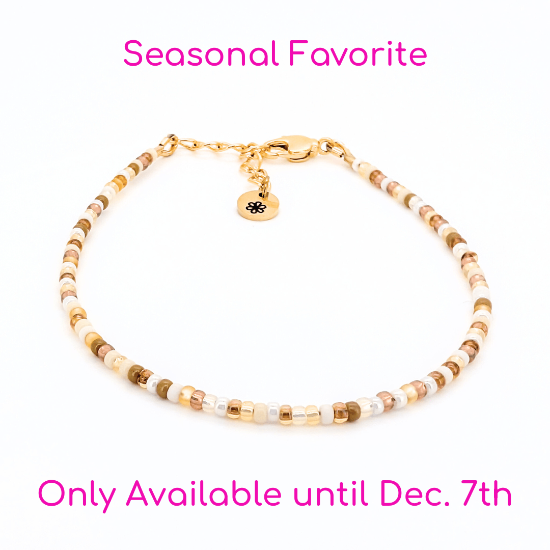 Dainty Bracelet - Creme Brulee - Gold Clasp