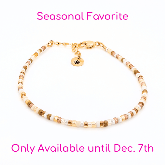 Dainty Bracelet - Creme Brulee - Gold Clasp