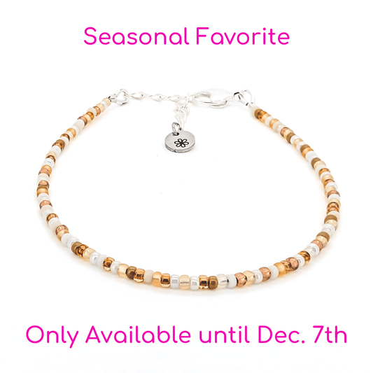 Dainty Bracelet - Creme Brulee - Silver Clasp