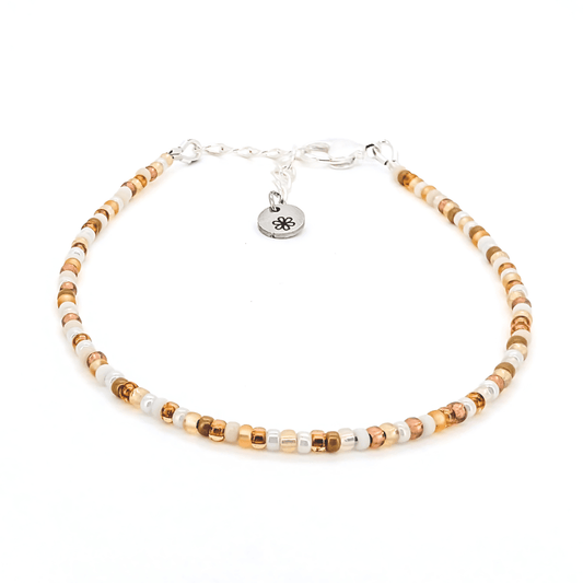 Dainty Bracelet - Creme Brulee - Silver Clasp