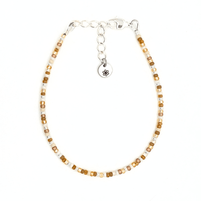 Dainty Bracelet - Creme Brulee - Silver Clasp